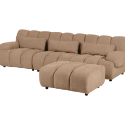 Canapé Freja Marron clair avec pouf
