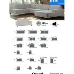 Canapé 2,5 places Mats gris