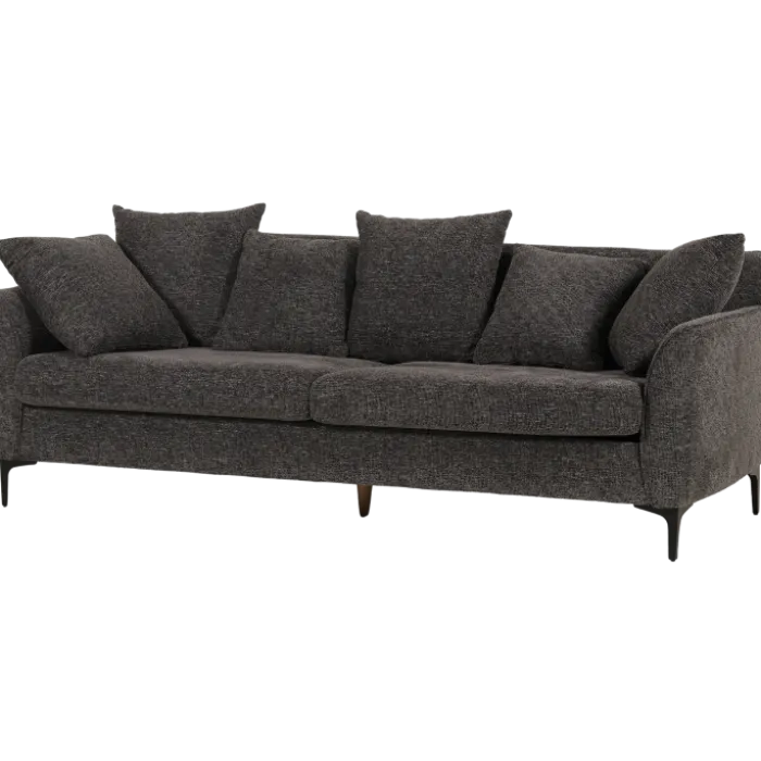 Canapé 3 places + pouf Umar gris foncé