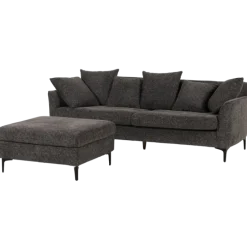 Canapé 3 places + pouf Umar gris foncé