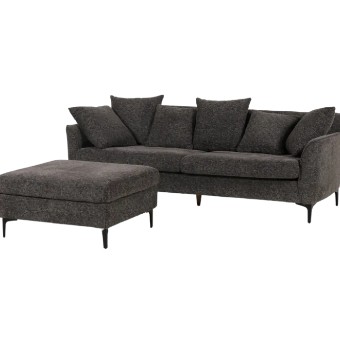 Canapé 3 places + pouf Umar gris foncé
