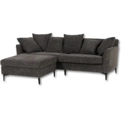 Canapé 3 places + pouf Umar gris foncé