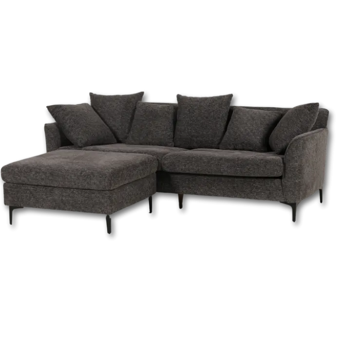 Canapé 3 places + pouf Umar gris foncé