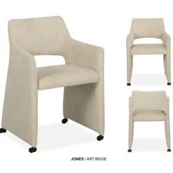 Chaise avec acoudoirs Jones en tissu beige