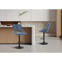 Chaise de bar Mori tissu bleu