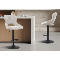 Chaise de bar Mori tissu gris clair