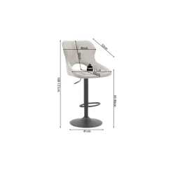 Chaise de bar Mori tissu gris clair