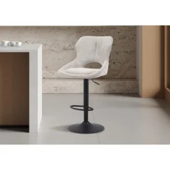 Chaise de bar Mori tissu gris clair