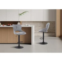Chaise de bar Mori tissu gris foncé