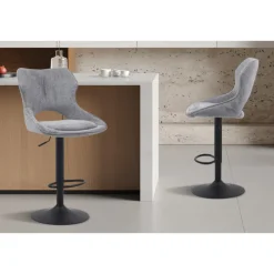 Chaise de bar Mori tissu gris foncé