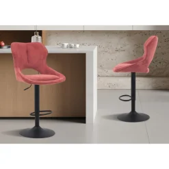 Chaise de bar Mori tissu rouge