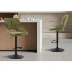 Chaise de bar Mori tissu vert