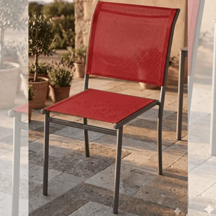 Chaise de jardin Oleron tissu rouge