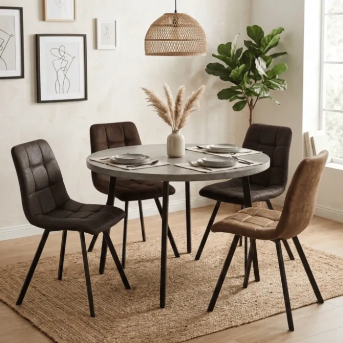Chaise Stella tissu marron vintage