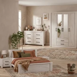 Chambre à coucher Olivos - Armoire , lit 2 chevets, commode