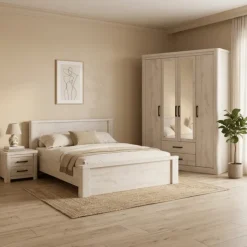 Chambre à coucher Olivos ( Armoire + lit + 2 chevets )