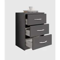 Chevet 3 tiroirs pépé gris anthracite