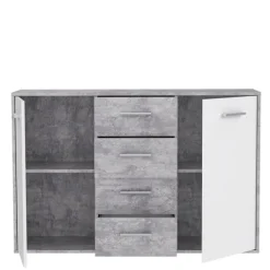 Commode Antuza 2P4T gris/blanc