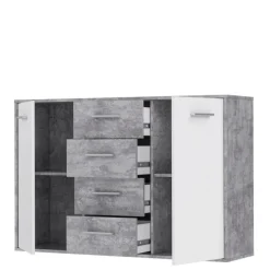 Commode Antuza 2P4T gris/blanc