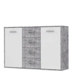 Commode Antuza 2P4T gris/blanc