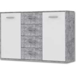 Commode Antuza 2P4T gris/blanc