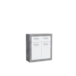 Commode 2P/2T Baccio blanc/béton