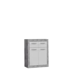 Commode 2P/2T Baccio blanc/béton