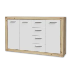 Commode 3P/4T Baccio blanc/chêne