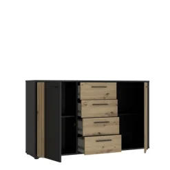 Commode 2P2TB4T Cardigan chêne artisan/noir