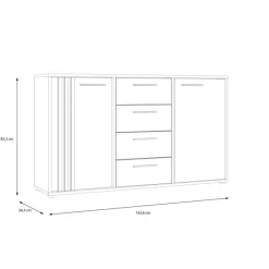 Commode 2P2TB4T Cardigan chêne artisan/noir