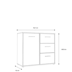 Commode 1P/3T Mokkaro chêne catania/noir