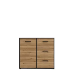 Commode 1P/3T Mokkaro chêne catania/noir