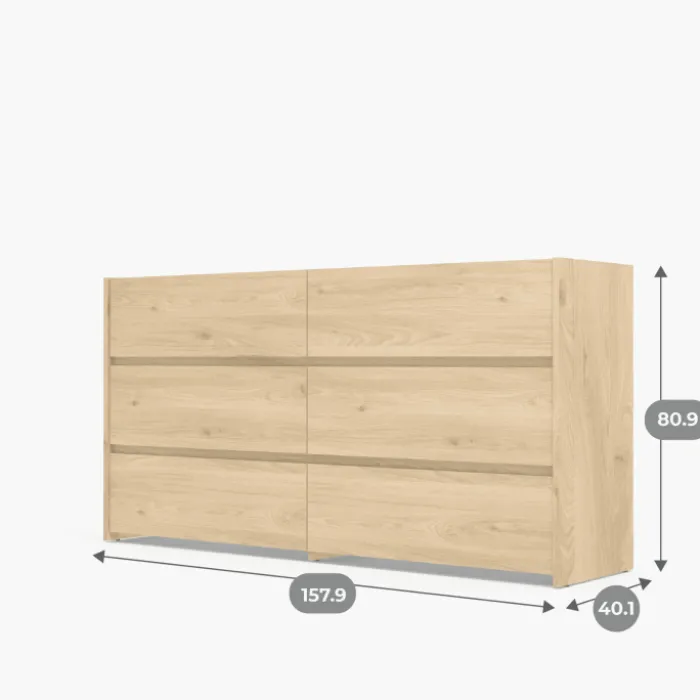 Commode 6 tiroirs Mozaik Hickory