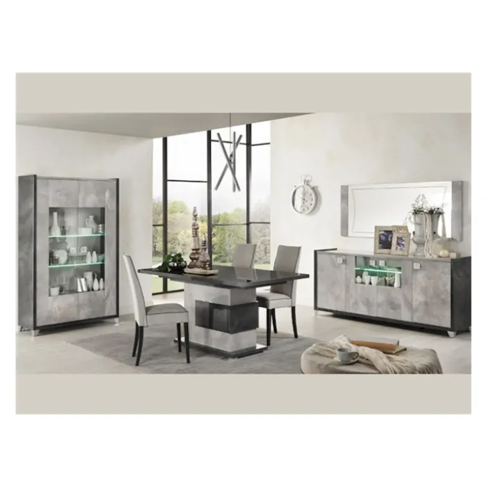Dressoir Hilton gris anthracite/gris clair