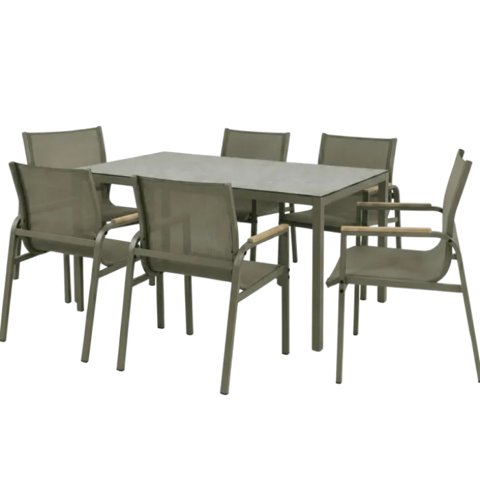 Ensemble table + 6 chaises Rouen Kaki