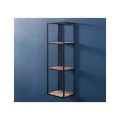 Etagère murale en bois acacia et métal noir 100cm 2429/15