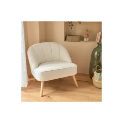 Fauteuil Naovaen tissu bouclette blanc 207313C