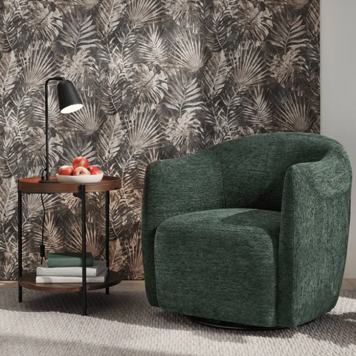 Fauteuil Pivotant Nigel chenille vert