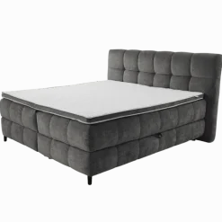 Lit box 180 cm complet Molly en chenille gris