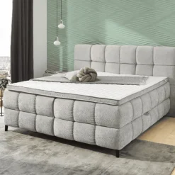 Lit Boxspring 180 cm Molly chenille gris clair