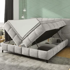 Lit Boxspring 180 cm Molly chenille gris clair