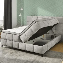 Lit Boxspring 180 cm Molly chenille gris clair