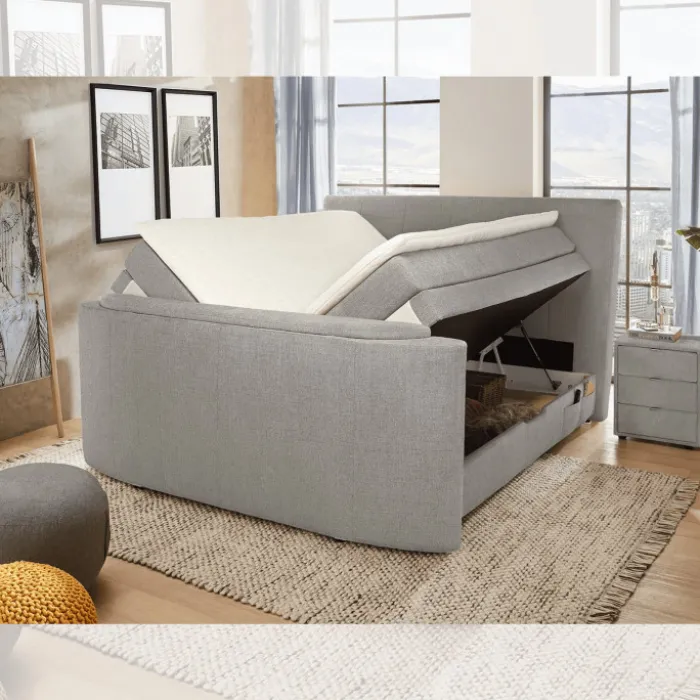 Lit Boxspring 180 cm x 200 cm Bel Air chenille gris