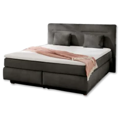 Lit Boxspring complet Simone Gris foncé 160 x 200 cm