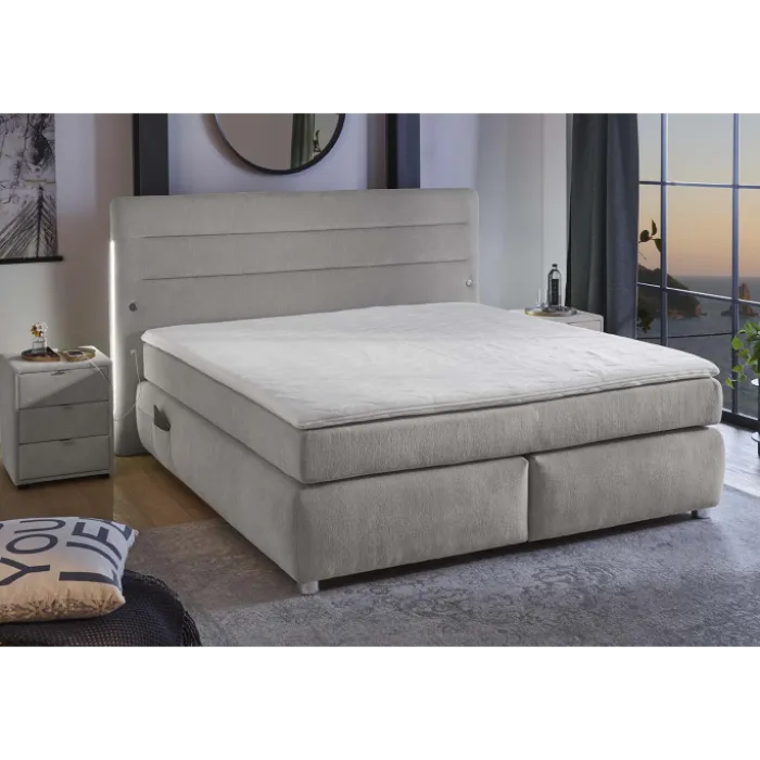 Lit Boxspring Livia Gris clair 180 cm