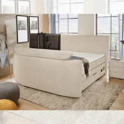 Lit Boxspring 180 x 200 cm Bel Air chenille beige