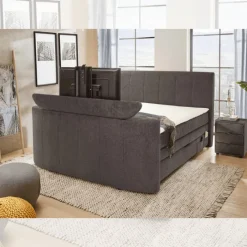 Lit Boxspring 180 x 200 cm Bel Air chenille gris foncé