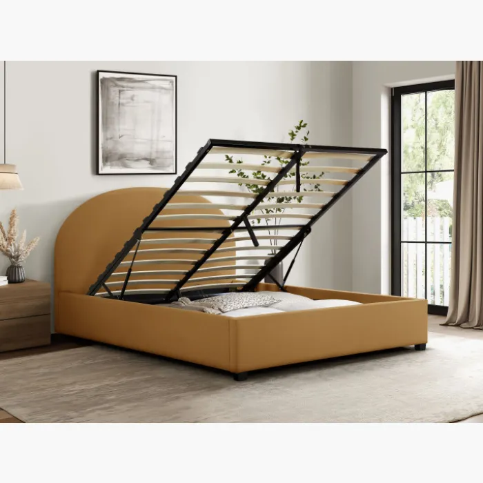 Lit coffre arrondie 140 x 190 cm Camel 66102