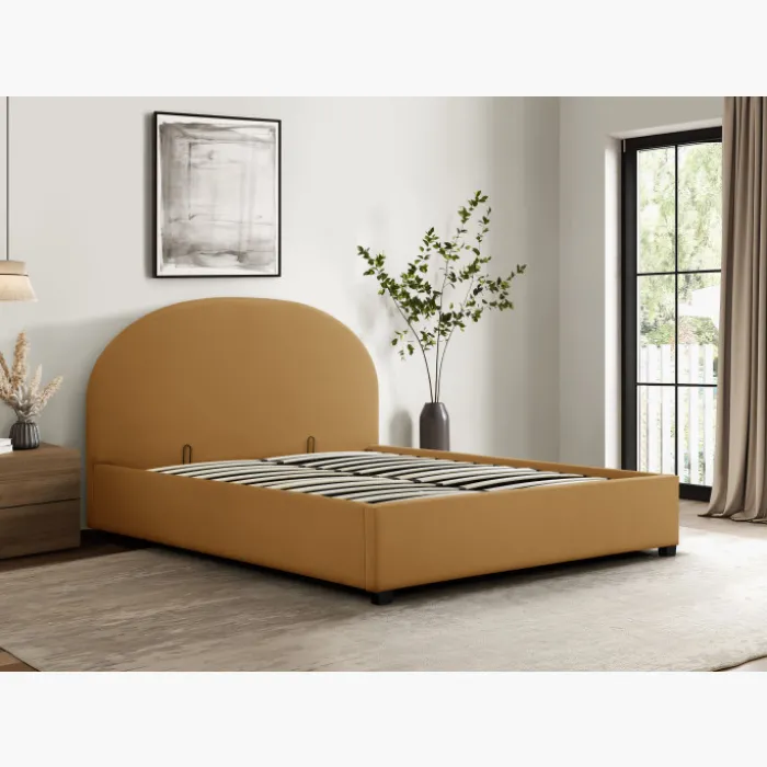 Lit coffre arrondie 140 x 190 cm Camel 66102