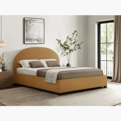 Lit coffre arrondie 140 x 190 cm Camel 66102